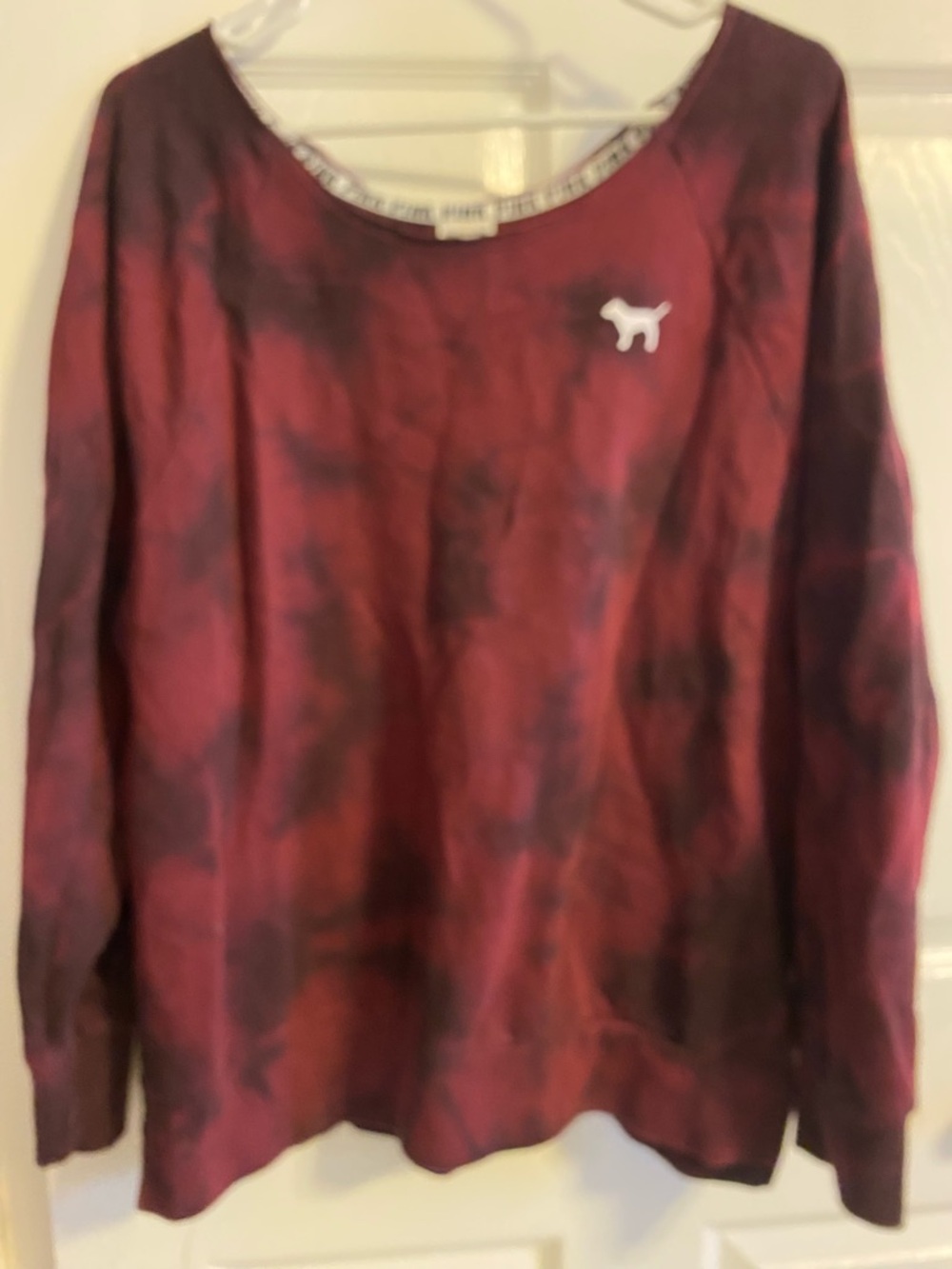 Victoria's Secret PINK Burgundy off the shoulder Crewneck Sweatshirt